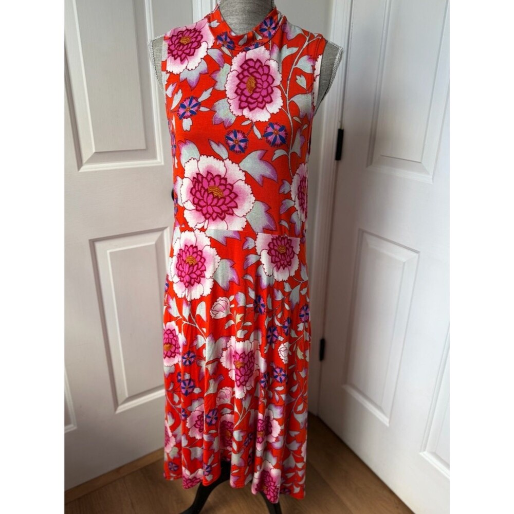 Maeve by Anthropologie Beautiful Floral Swing Dress Asymmetrical Large